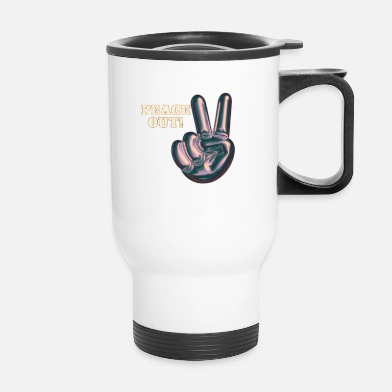 Peace out! - Thermobecher mit Tragegriff - Weiß