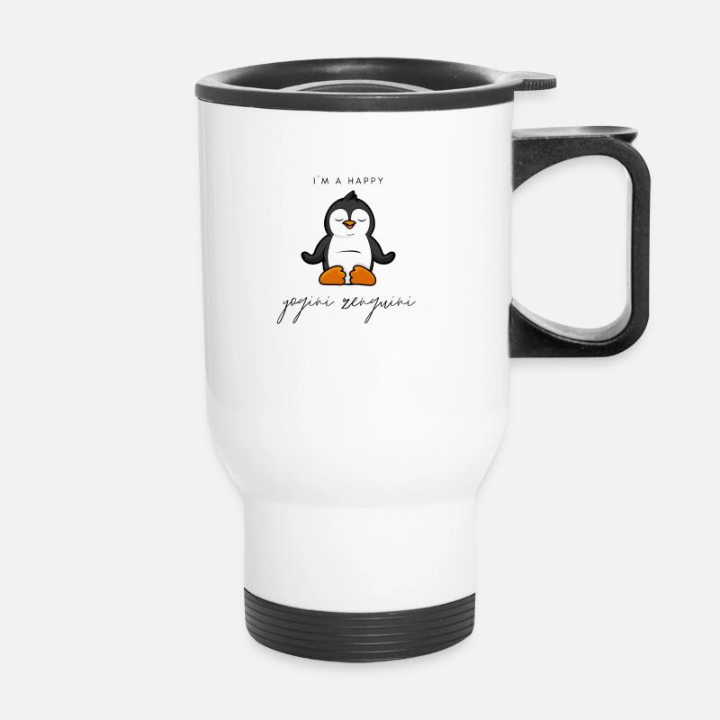 Yogini Zenguini Penguin does yoga - Thermal mug with handle - white