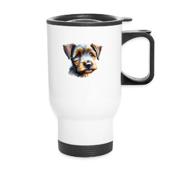 Airedale Terrier Chien Propriétaire Chien Chiot - Tasse isotherme avec poignée - blanc - Devant