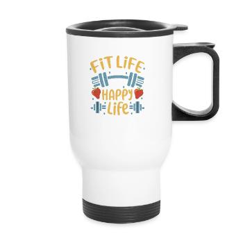 Fitness life Happy Life salle de sport et design de style de vie en forme - Tasse isotherme avec poignée - blanc - Devant