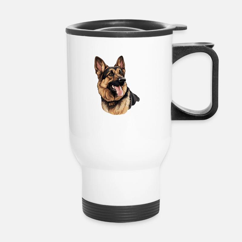 German Shepherd Motif - Thermal mug with handle - white