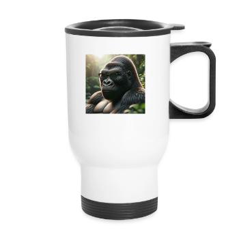 Gorilla mir Sonnenbrille - Thermobecher mit Tragegriff - Weiß - Vorne