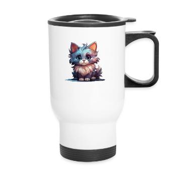 Chat pour enfants - Tasse isotherme avec poignée - blanc - Devant