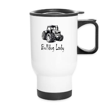 Bulldog Lady - Thermal mug with handle - white - Front