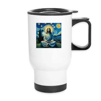 Van-Gogh-Stil Jesus meditiert - Thermobecher mit Tragegriff - Weiß - Vorne