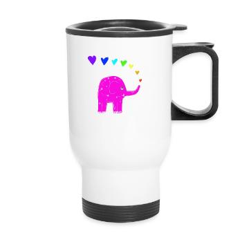Regenbogenelefant - Thermobecher mit Tragegriff - Weiß - Vorne