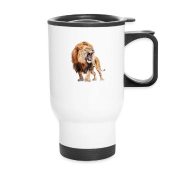 Lion rugissant - Tasse isotherme avec poignée - blanc - Devant