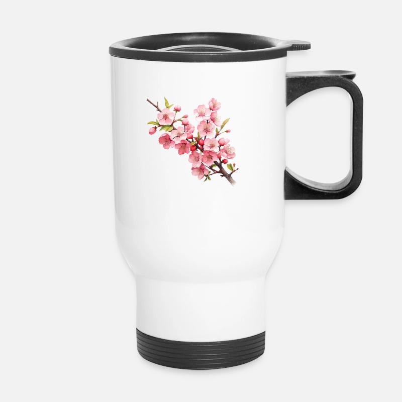 Cherry Blossom - Thermal mug with handle - white