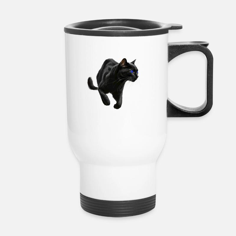 Schwarzer Panther , Schwarze Katze, Katzenbild - Thermobecher mit Tragegriff - Weiß