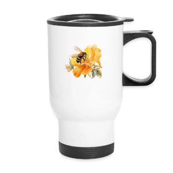 Bee Blossom - Thermal mug with handle - white - Front