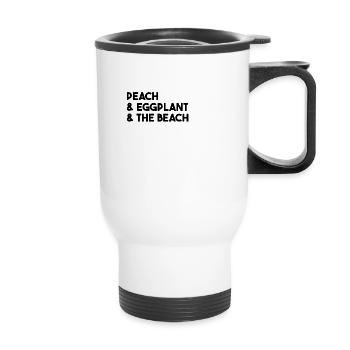 Peach & Eggplant & The Beach lustige Geschenkidee - Thermobecher mit Tragegriff - Weiß - Vorne