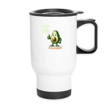 Avocado mit Daumen hoch und Spruch - Thermobecher mit Tragegriff - Weiß - Vorne