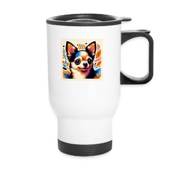 Chihuahua Risograph Vector Style 2 - Thermal mug with handle - white - Front