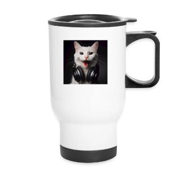 Musik Katze 4 - Thermobecher mit Tragegriff - Weiß - Vorne