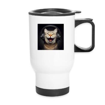 Musik Katze 2 - Thermobecher mit Tragegriff - Weiß - Vorne