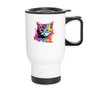 Coole Katze - Thermobecher mit Tragegriff - Weiß - Vorne