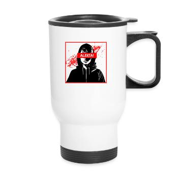 Alerta! Antifa Girl with Paint Splashes - Thermal mug with handle - white - Front
