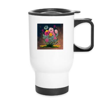 Psychedelic floral splendour of the hippie era - Thermal mug with handle - white - Front