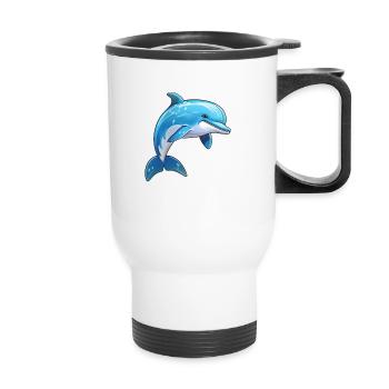 Dolphin jumping - Thermal mug with handle - white - Front