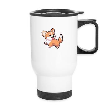 Corgi Cartoon - Thermal mug with handle - white - Front