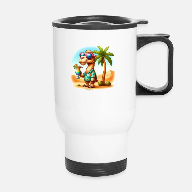 Camel on holiday - Thermal mug with handle - white