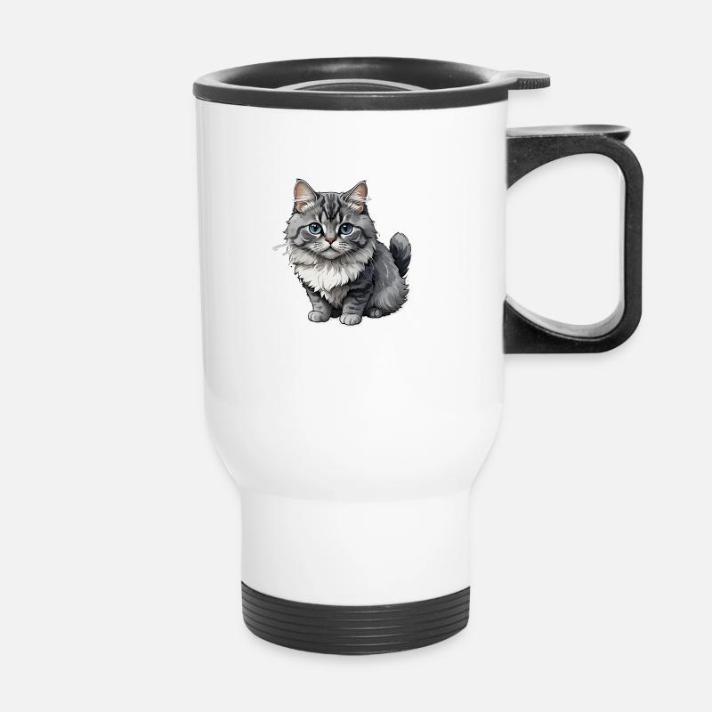 Loco cat sticker - Thermal mug with handle - white