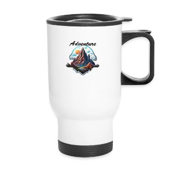 Aventure / Montagne / Pics / Randonnée / Tyrol - Tasse isotherme avec poignée - blanc - Devant