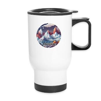 Aventure / Montagne / Pics / Randonnée / Tyrol - Tasse isotherme avec poignée - blanc - Devant