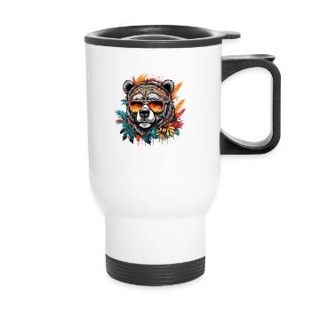 Tattoo / Animal / Art / Cool / Comic / Bear - Thermal mug with handle - white - Front