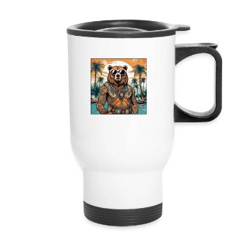 Tattoo / Animal / Art / Cool / Comic / Bear - Thermal mug with handle - white - Front