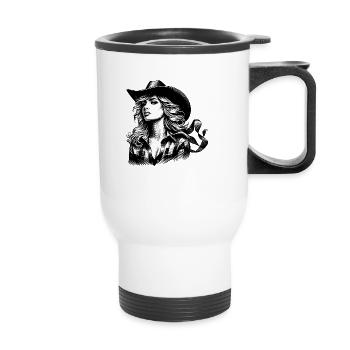 western vintage cowboy girl american wild western - Thermal mug with handle - white - Front