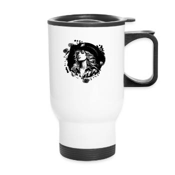 western vintage cowboy girl american wild western - Thermal mug with handle - white - Front