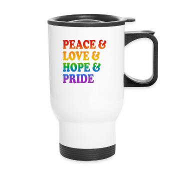 Peace Love Hope Pride Rainbow Colours - Thermal mug with handle - white - Front