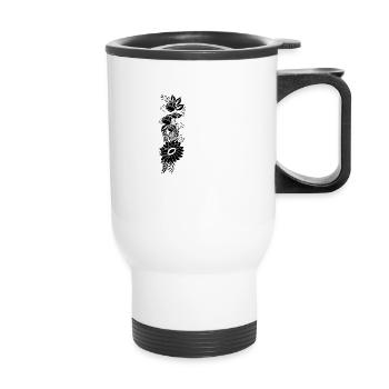 Lettre k floral noir et blanc - Tasse isotherme avec poignée - blanc - Devant
