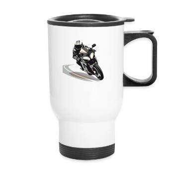 La moto comme élixir de vie - Tasse isotherme avec poignée - blanc - Devant