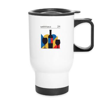 Bauhaus weinflasche wein glas - Thermobecher mit Tragegriff - Weiß - Vorne