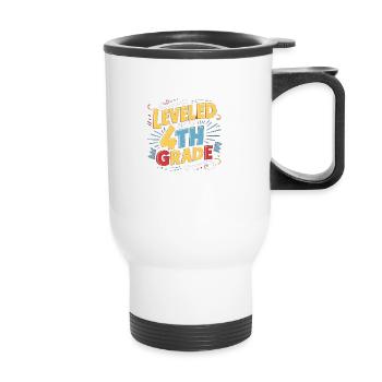 Leveled Up To 4th Grade - Thermal mug with handle - white - Front