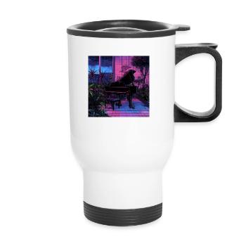 Plantes et musique - Impression de mode de haute qualité - Tasse isotherme avec poignée - blanc - Devant