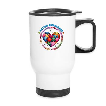 Autisme Super-héros Soignant Puzzle Enfants Anormaux - Tasse isotherme avec poignée - blanc - Devant