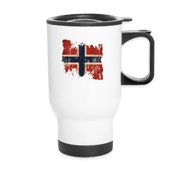 Drapeau de la Norvège Scandinavie Drapeau norvégien - Tasse isotherme avec poignée - blanc - Devant