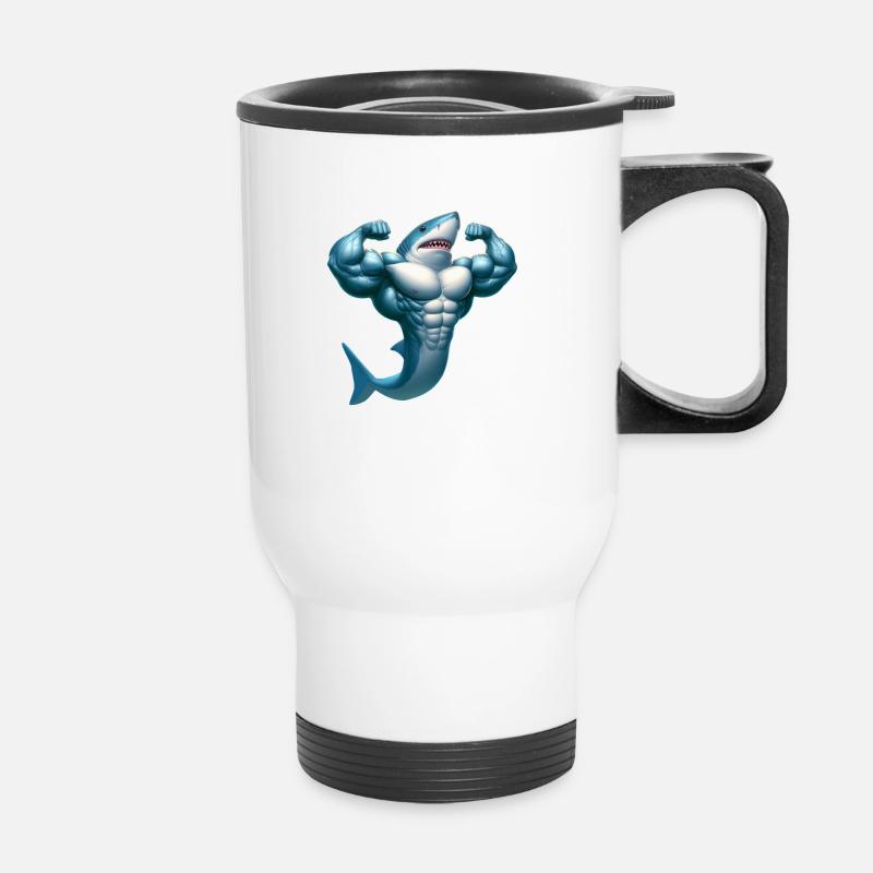 Awesome Shark - Thermobecher mit Tragegriff - Weiß
