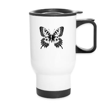 Papillon fleur - Délicatesse Envolée - Tasse isotherme avec poignée - blanc - Devant