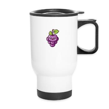 Raisin heureux dans le style de dessin animé violet - Tasse isotherme avec poignée - blanc - Devant