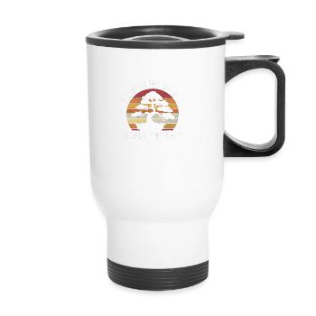 Home Is Where My Bonsai Trees Are Vintage Sunset - Thermobecher mit Tragegriff - Weiß - Vorne