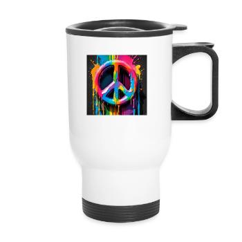 Peace sign colored - Thermobecher mit Tragegriff - Weiß - Vorne