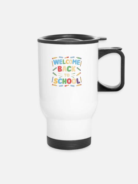 Welcome Back To School - Thermobecher mit Tragegriff - Weiß