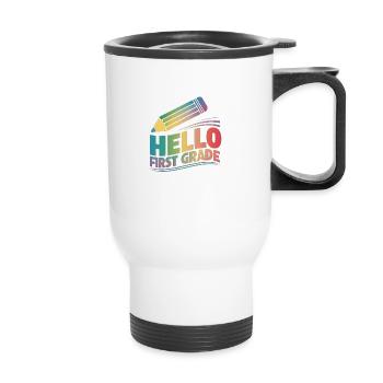 Hello First Grade - Thermobecher mit Tragegriff - Weiß - Vorne