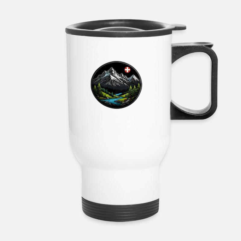 Swiss Mountains - Thermal mug with handle - white
