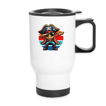 Dabbing Pirate Vintage Coucher de soleil - Tasse isotherme avec poignée - blanc - Devant