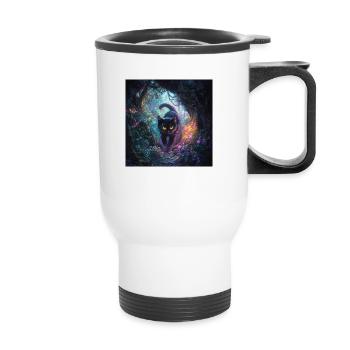 FANTASY Forest Cat 4 - Thermobecher mit Tragegriff - Weiß - Vorne
